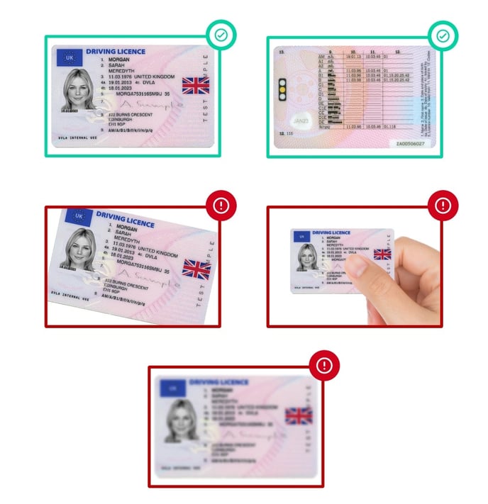 Example driving licence upload